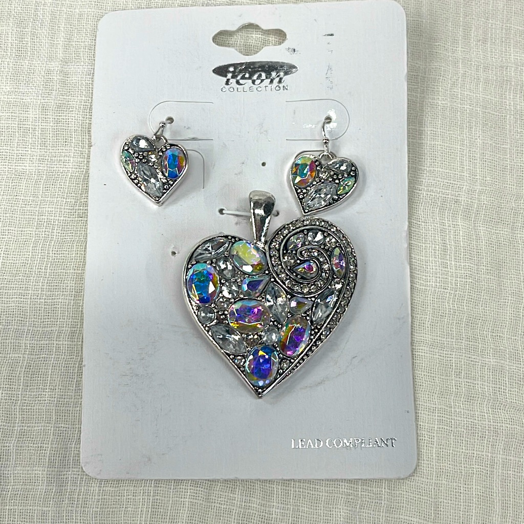 Diamond Heart Jewelry Set